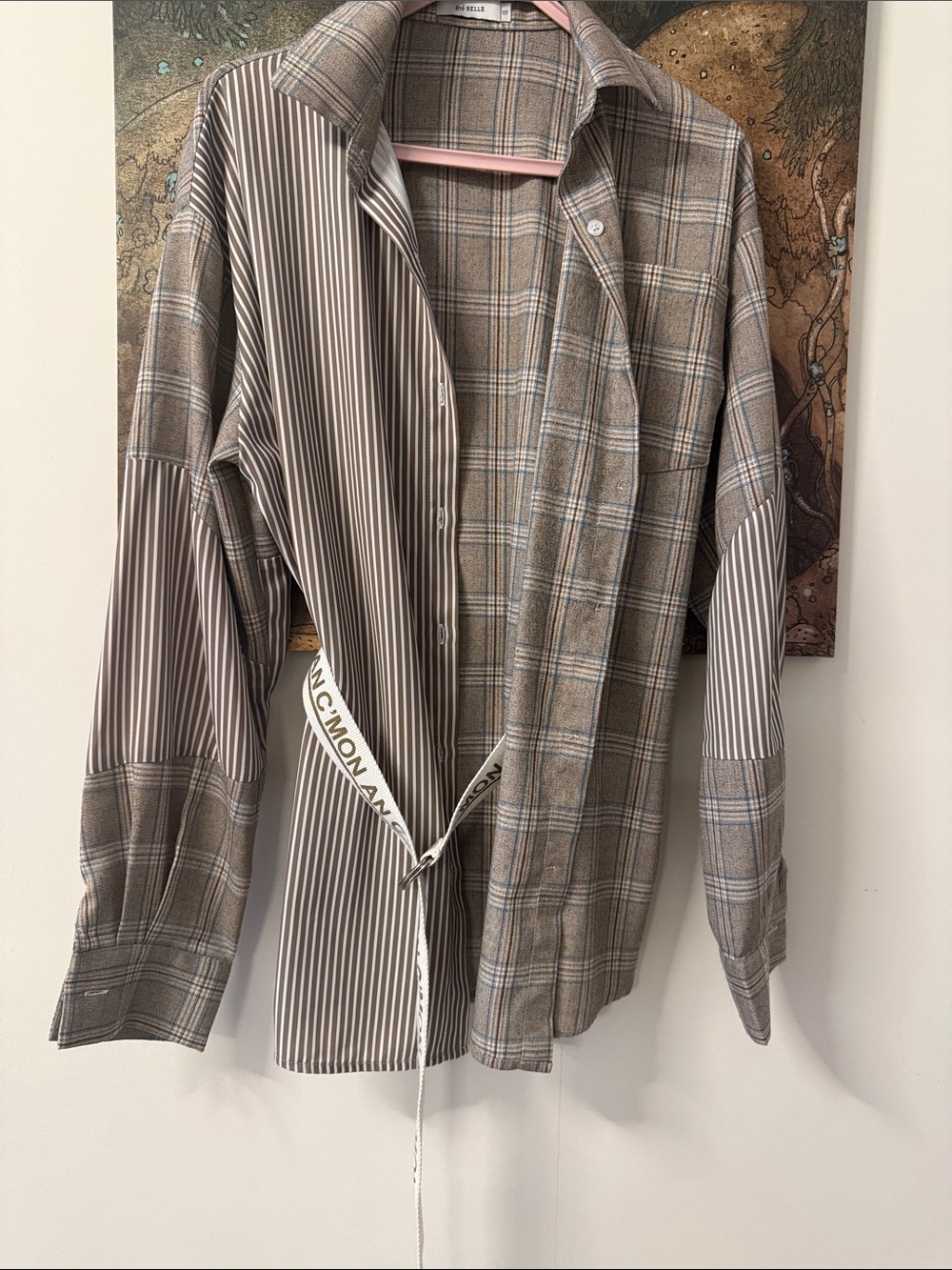 Women’s Mixed Plaid & Stripe Button Down Shirt, Size S